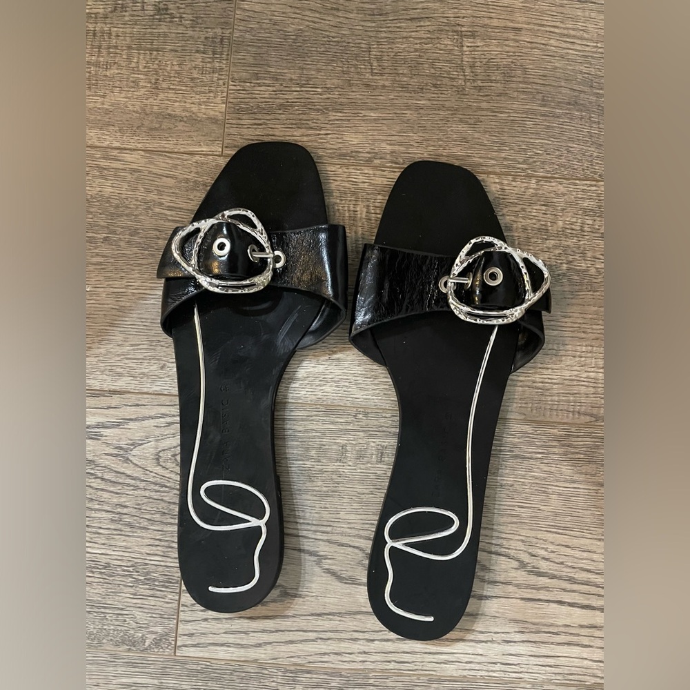 Zara Black Buckle Sandals - size EUR 39 / US 8